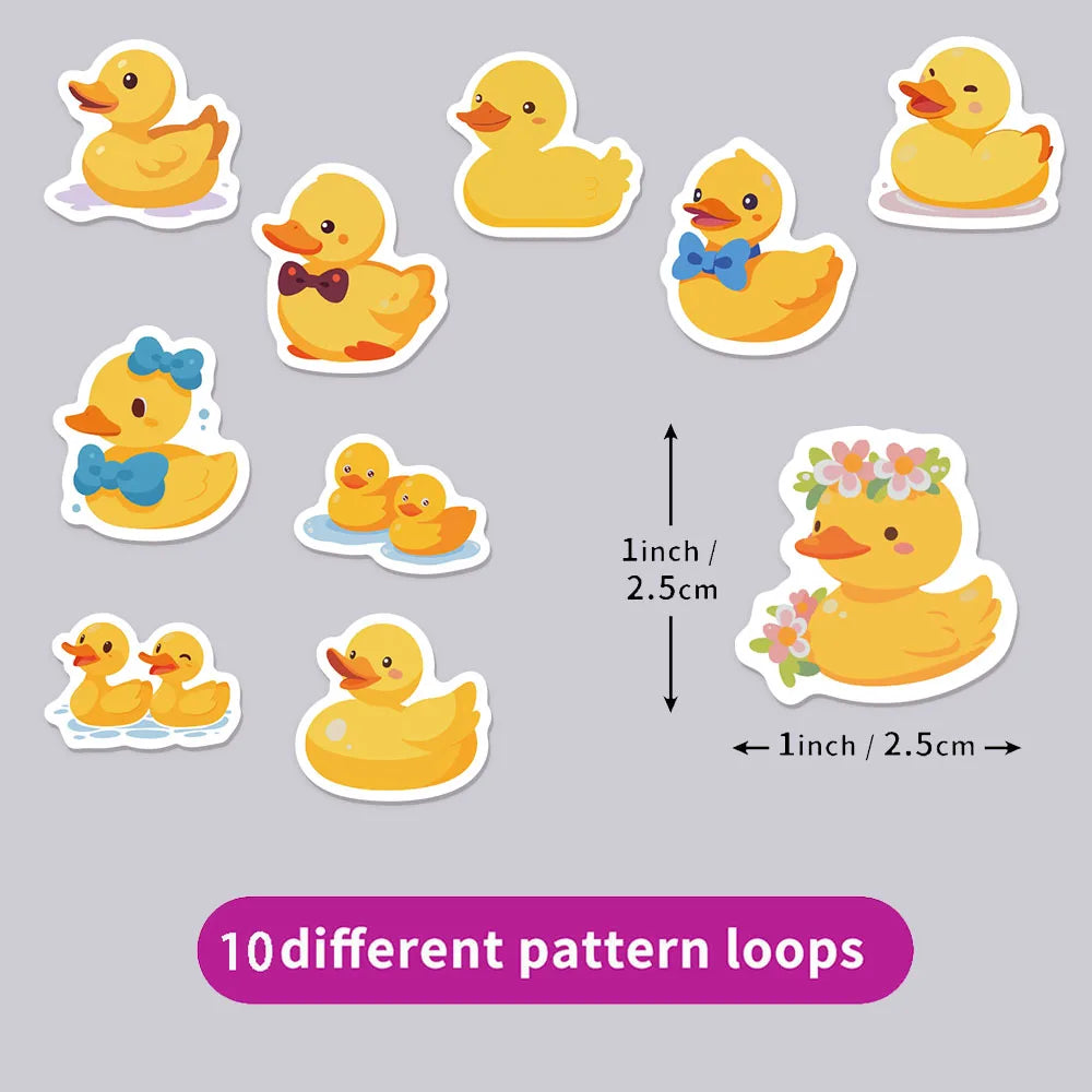 500PCS Ten Different Patterns of Yellow Duck Roll Stickers Graffiti Handbooks DIY Luggage Notebook Waterproof Stickers
