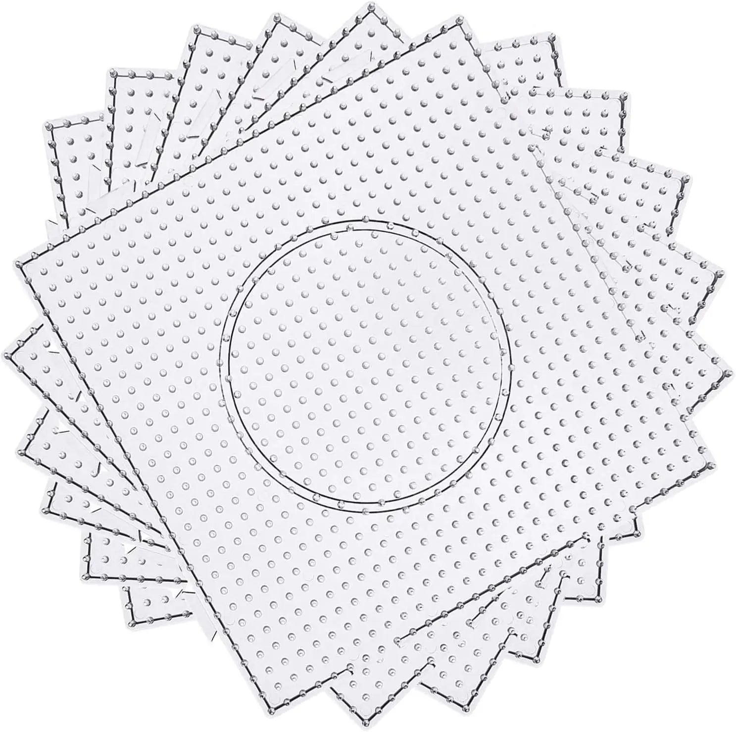4PCS 5mm Fuse Beads Boards, Large Clear Pegboards Kits, with Gift Roning Paper, Perler Hama Beads Template Tool Diy Toy