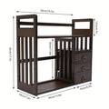Bamboo Desktop Bookshelf Display Shelf Bookcase Home Office Supplies Desk With 3 Drawers