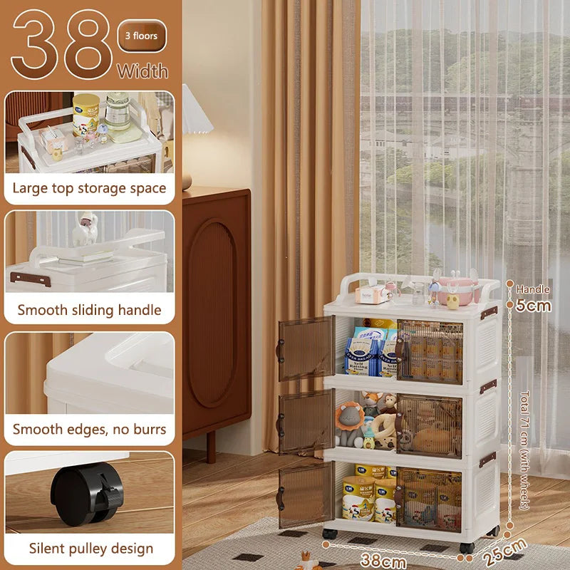 Foldable Home Storage Cabinet for Bathroom And Kitchen Multi-layer Floor-standing Shelf Desktop Organizer for Living Room Gap
