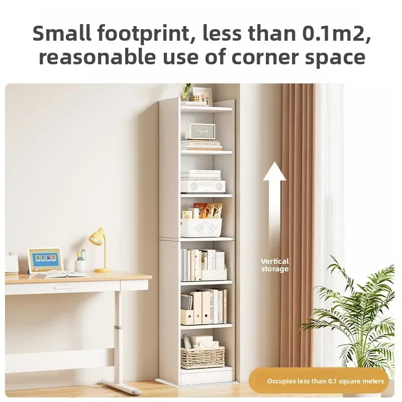 Narrow Bookshelf Modern Simple Small Floor-to-wall Multi-layer Storage Rack Corner Cabinet Narrow Locker