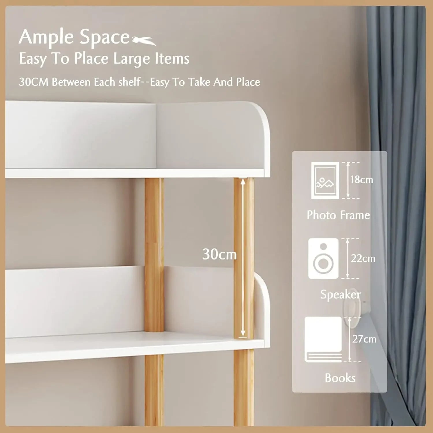 Wayifair Home Furniture Store Modern Display Bookshelf with Top Edge and Solid Wood Frame for Home and Office, Storage Cabinet