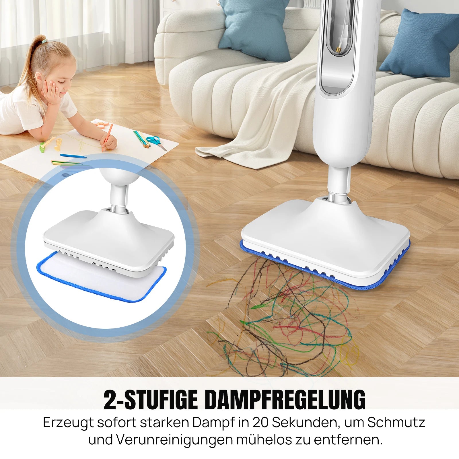 1500 W high temperature steam mop tiles and hardwood floor cleaner removes dust slime and stubborn stains
