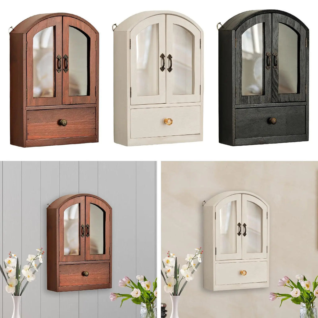 Desktop Storage Cabinet Wall Mount Cosmetic Holder Practical Sundries Organizer Display Shelf for Office Bedroom Home Countertop