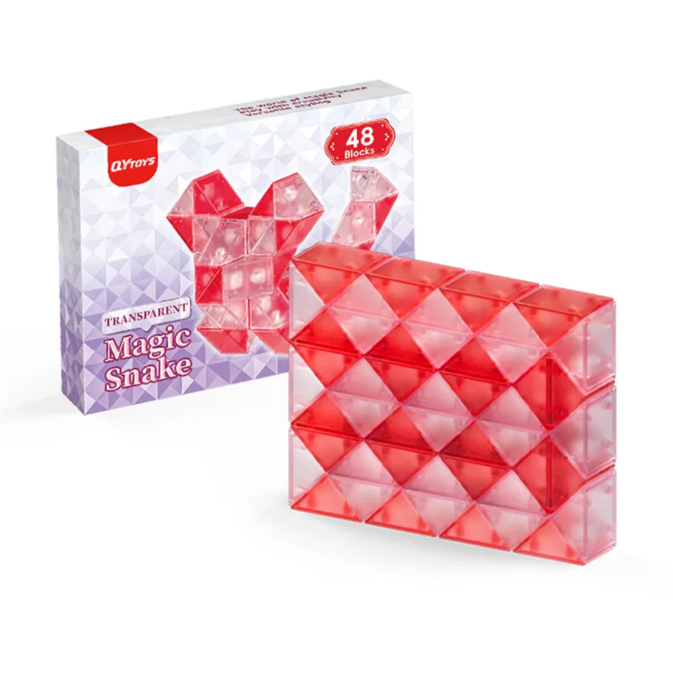 QiYi Magic Ruler Crystal Clear Glass Color 24/36/48/60/72 Segments cubo magico Snake Twist Cube Educational Toy For Kids Gift