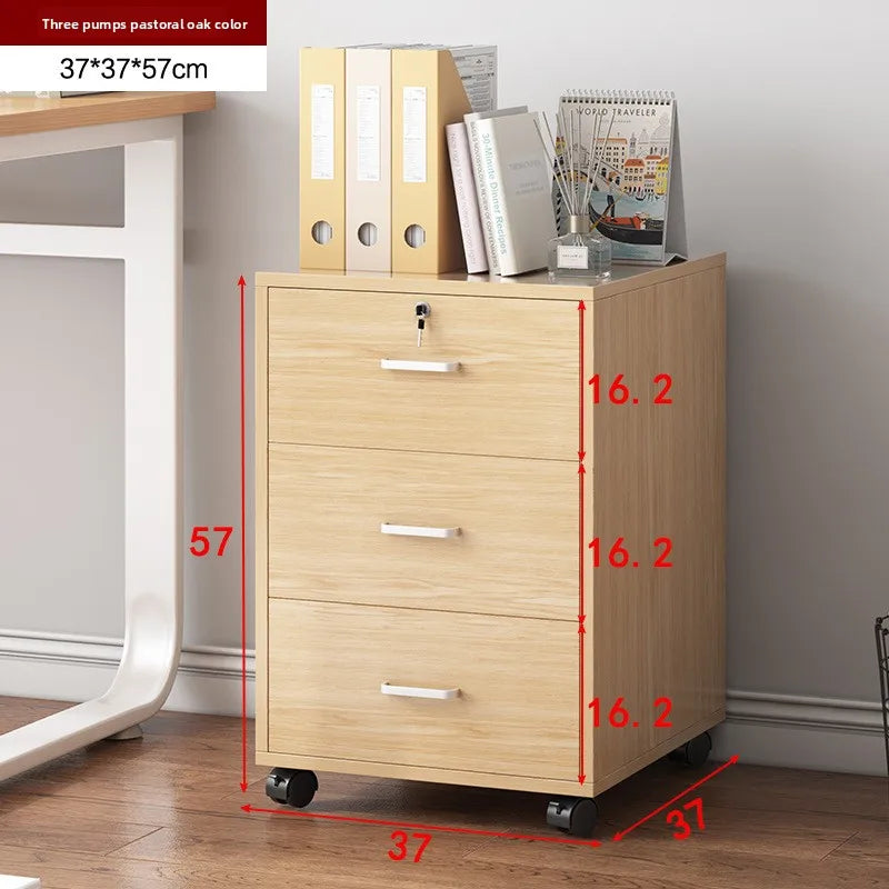 File cabinet with lock Office wooden mobile storage cabinet Drawer cabinet with wheel