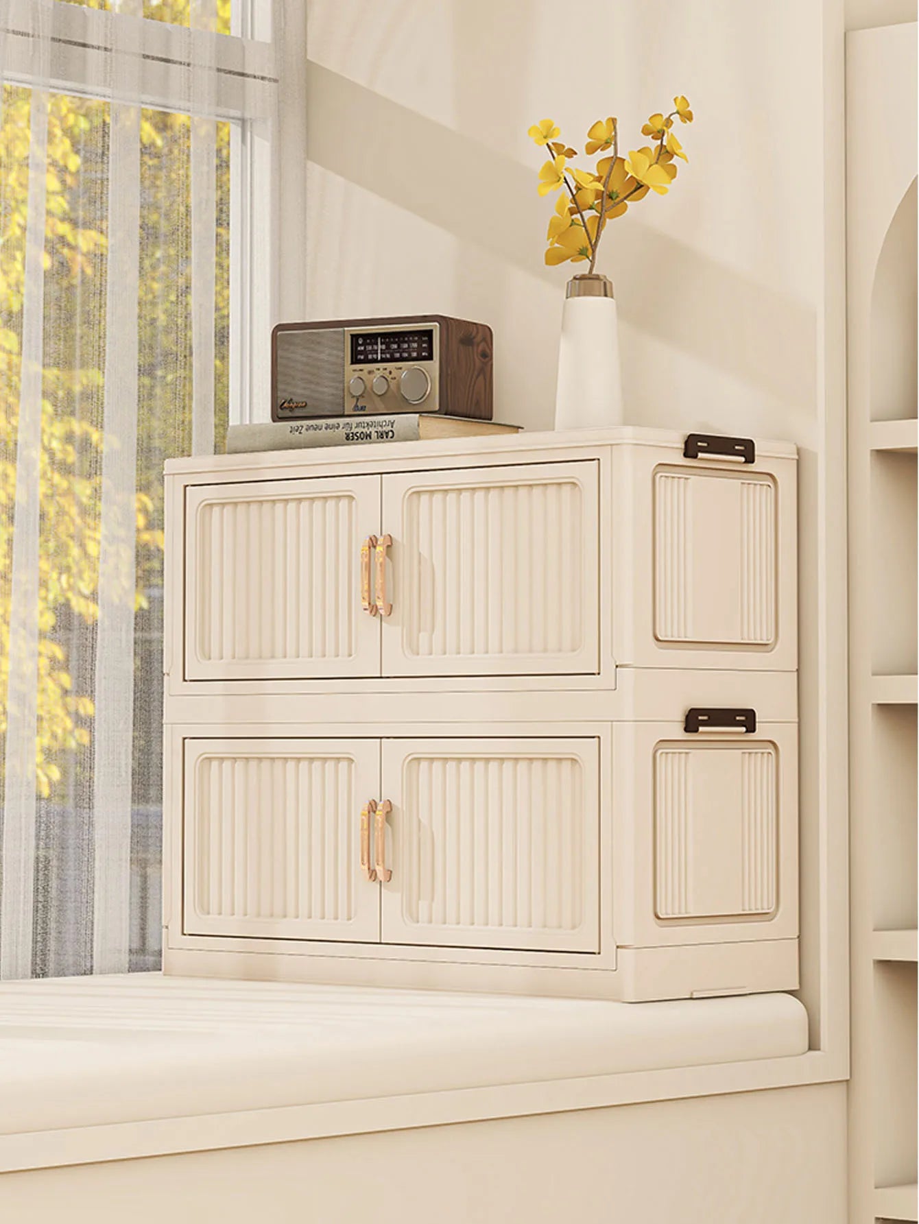 Thickened MultiFunctional Storage Cabinet with Double Doors for Home Living Room Multiple Layers Room Organizer for Miscellaneou