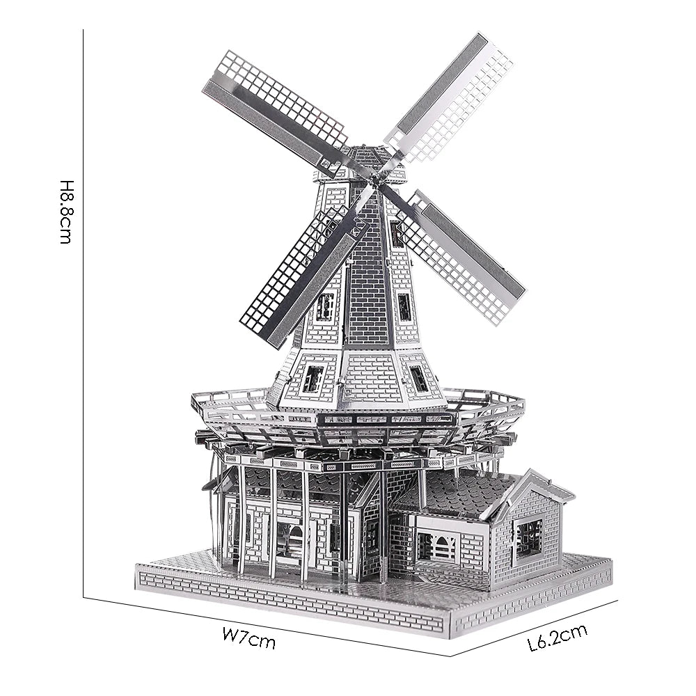 Piececool 3D Metal Puzzles Dutch Windmill Assembly Model Kits for Adult DIY Toys Building Kit Jigsaw Teen Gift