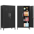 35" White Metal Locker, Lockable Employee Storage Cabinet with Adjustable Shelves for Home School Office Gym