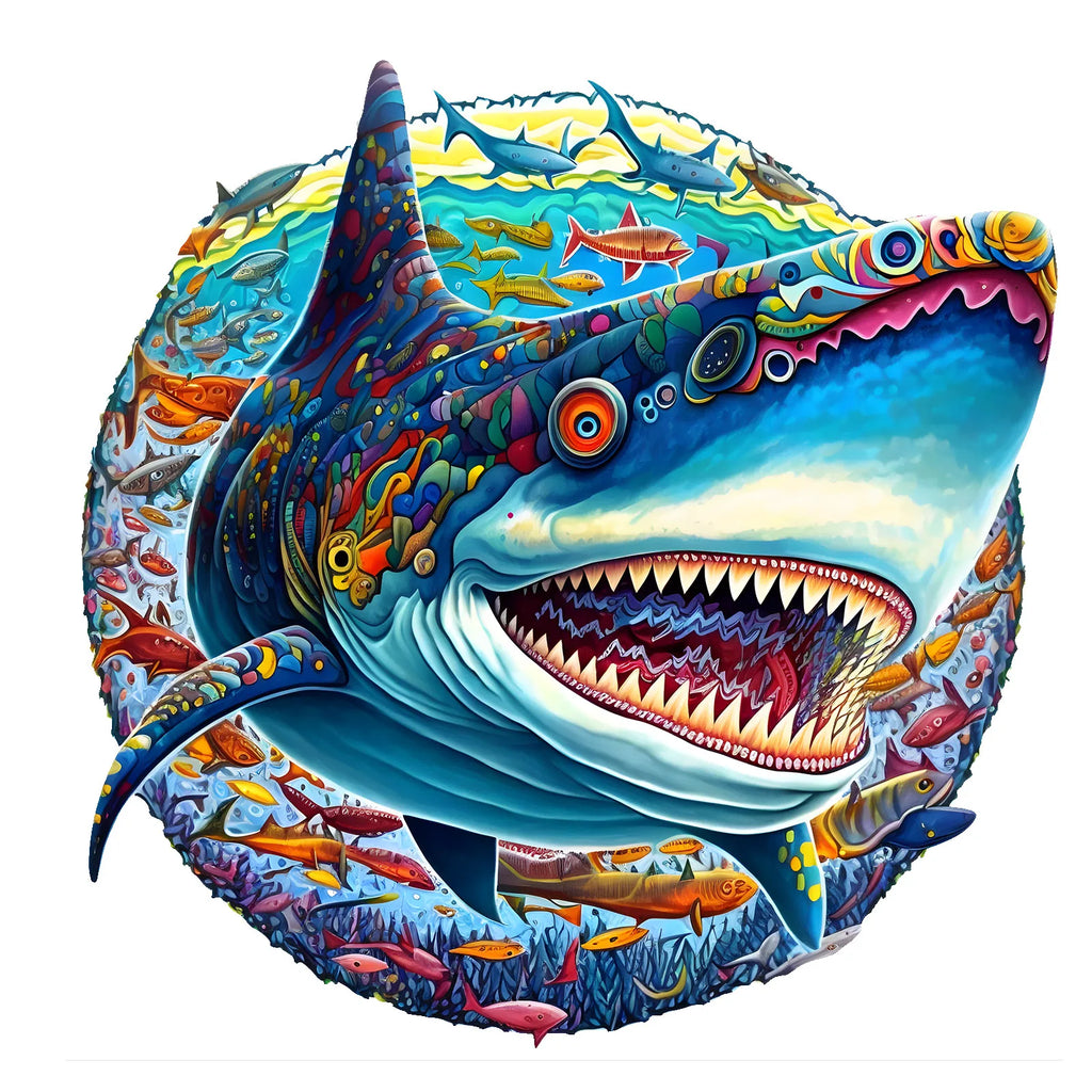 Shark Pattern Wooden Puzzle, Irregular Animal Shapes, Stress Relief Toys, Holiday Birthday Gift