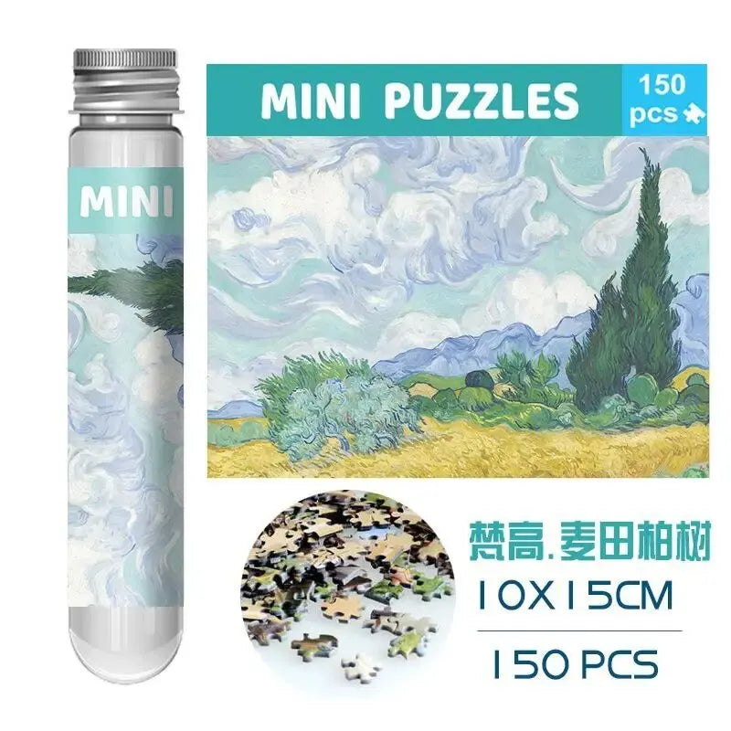 Test Tube Jigsaw Puzzle 150pcs World Famous Painting Van Gogh Monet Sunrise Impression Decompress Toy Educational Family Game