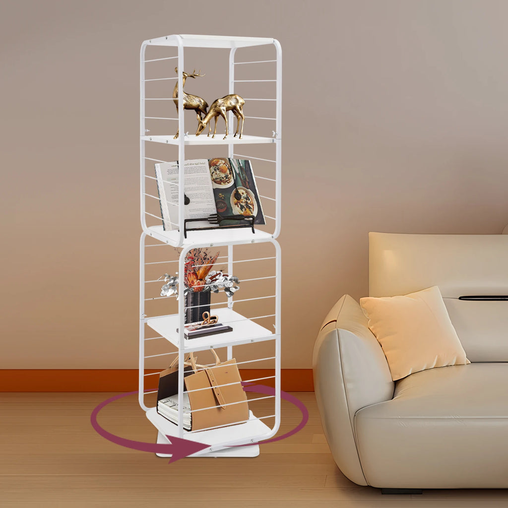 4-Tier Rotating Bookshelf 360° Rotating Revolving Book Storage Organizer Floor Standing Bookcase Display Shelf for Home Office