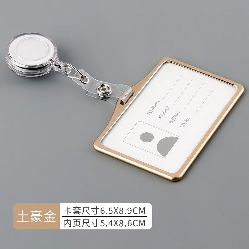 Metal Work Card Holder with Retractable Chest Pocket Clip Lanyard Badge Holder Reels ID Tag Name Badge Pass Card Sleeve Case