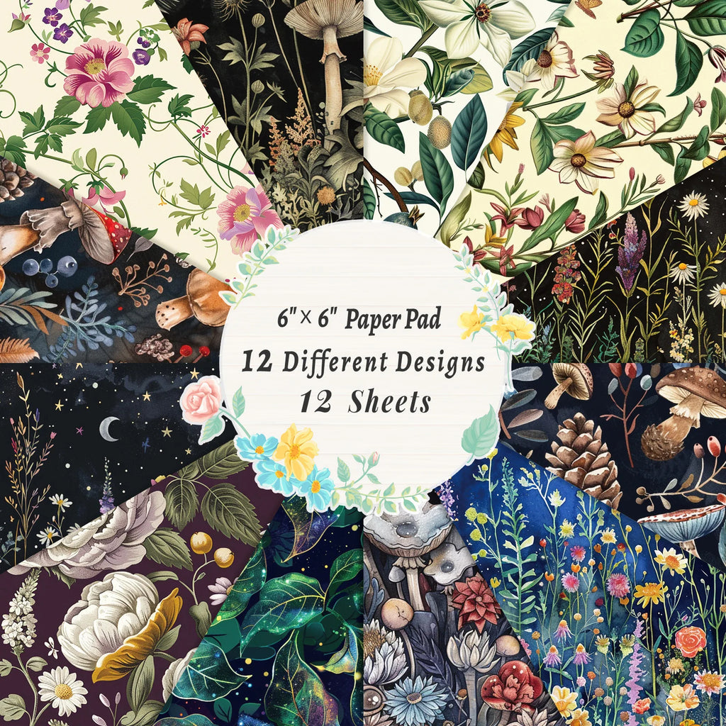12 Sheets/book Vintage Plant Flower Landscape Material Paper Creative DIY Junk Journal Collage Scrapbooking Stationery