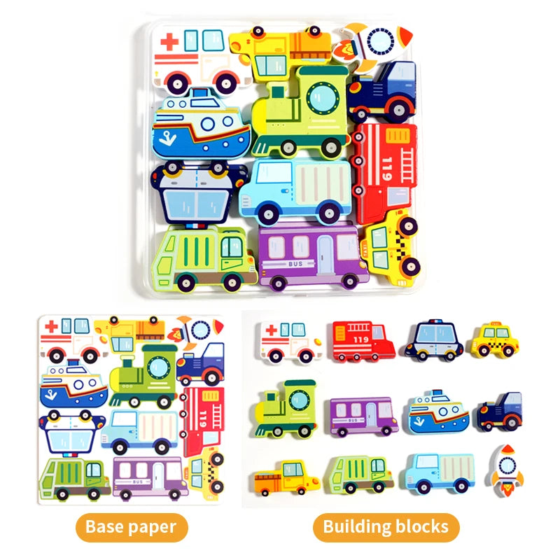 Montessori Toy Wooden jigsaw Puzzle Creative 3D Puzzle for Children's Intelligence Development Ealy Educational Toy For Children