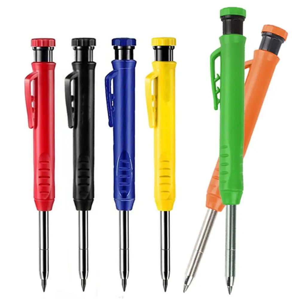 2.8mm Woodworking Pencil Deep Hole Marking Long Head Solid Carpenter Pencil Built-in Sharpener Metal Woodworking Marking Tool
