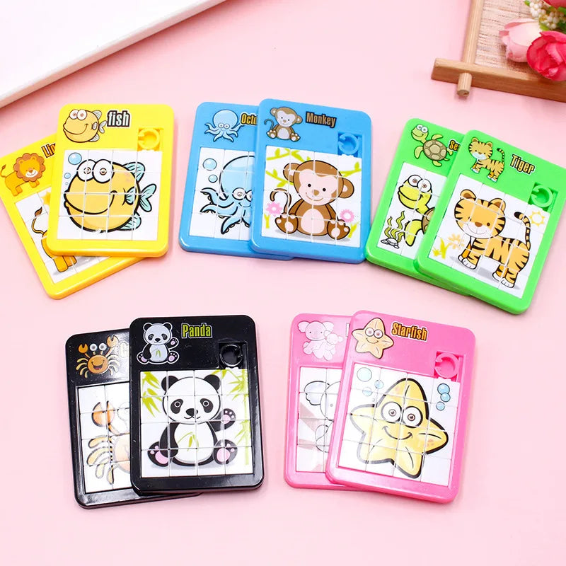 6PCS Animal Number Plastic Slide Puzzle - Logic Early Education Children's Puzzle Toy School Kindergarten Gift