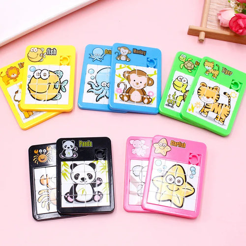 6PCS Animal Number Plastic Slide Puzzle - Logic Early Education Children's Puzzle Toy School Kindergarten Gift
