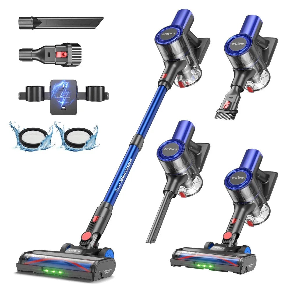 erabros EV2 Cordless Vacuum Cleaner, 450W 55Kpa High Suction, LED Display,Handheld Stick Vacuum for Floors Carpets Pet Hair