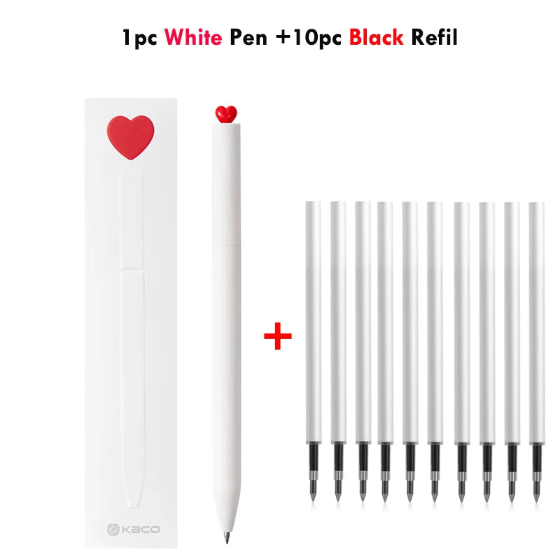 KACO Kawaii Rotate Gel Pen канцелярия 0.5MM Black Ink Fluent Writing Canetas High Capacity Boligrafo School Office Stationery