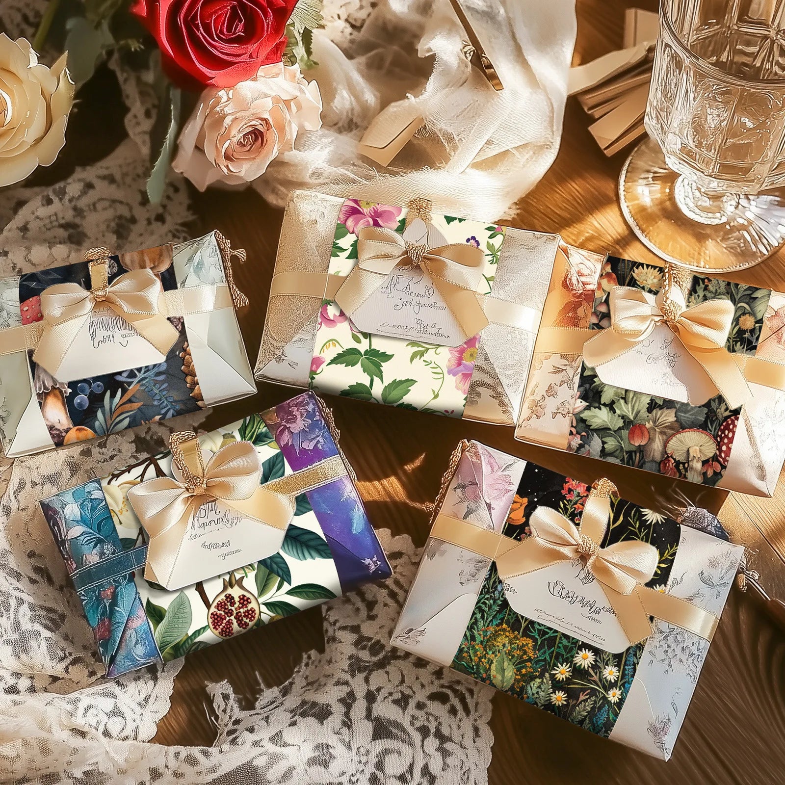 12 Sheets/book Vintage Plant Flower Landscape Material Paper Creative DIY Junk Journal Collage Scrapbooking Stationery