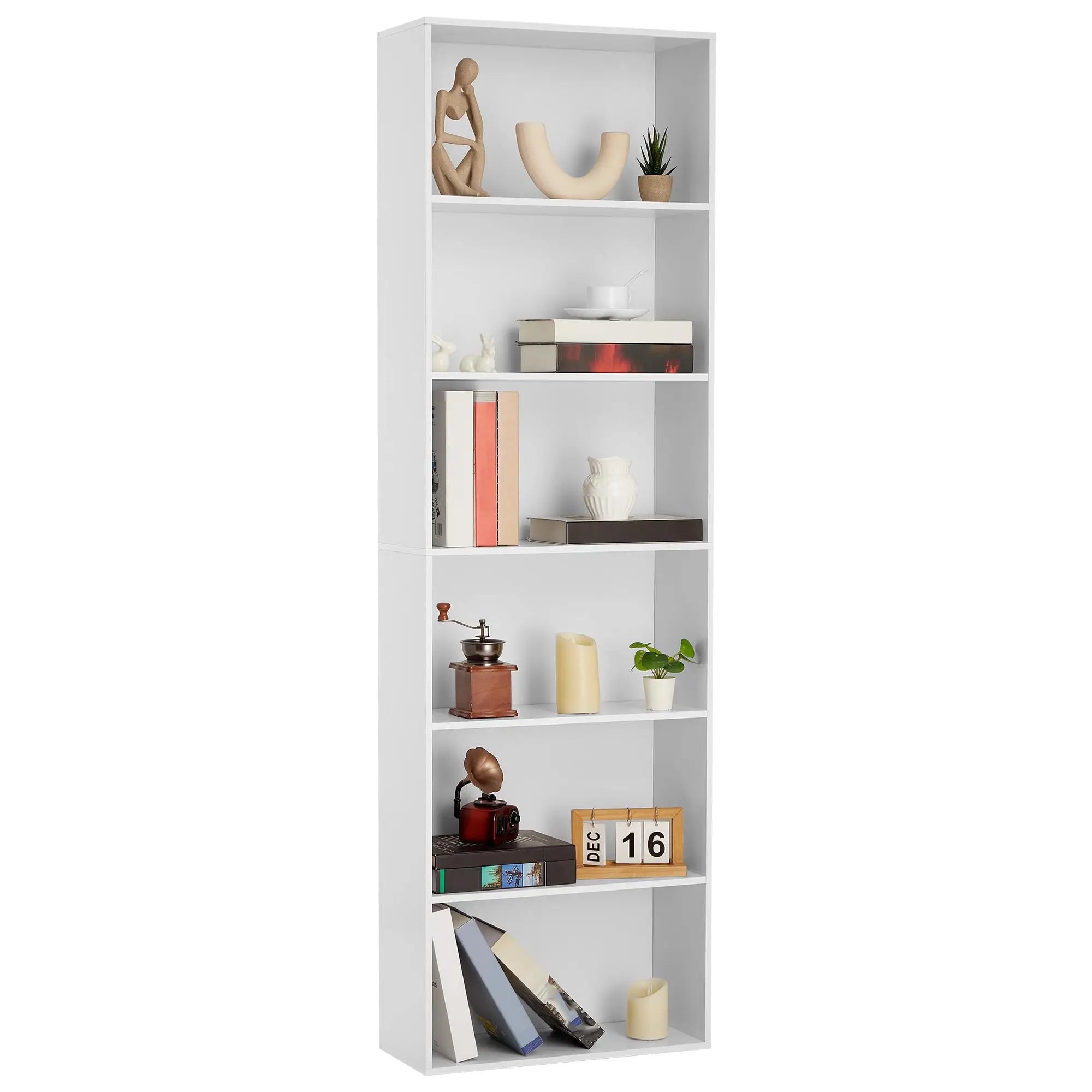 6 Shelf Tall Bookcase 71.4 Inch Wood Bookshelf Industrial Rustic Style Home Office Storage Organizer Sturdy 6 Tier Shelving