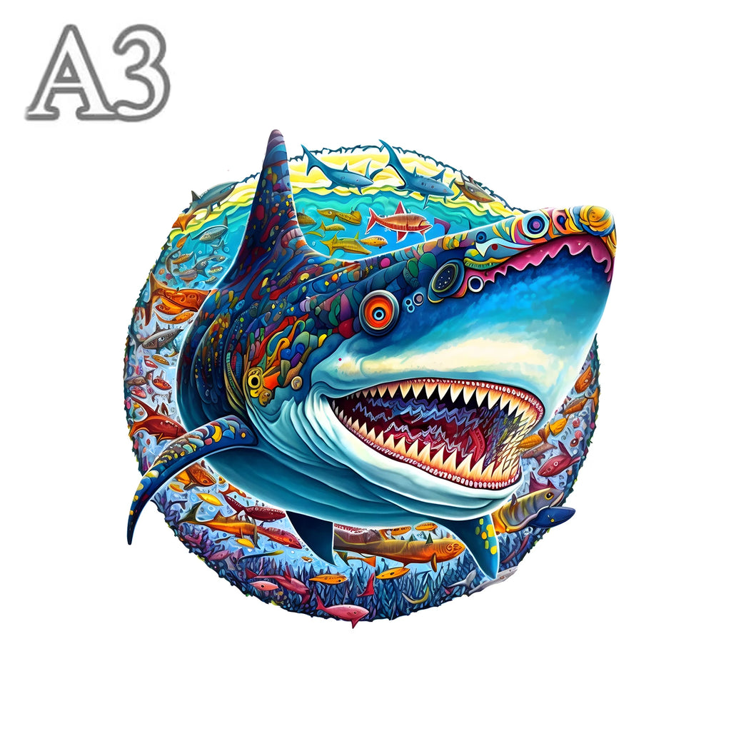 Shark Pattern Wooden Puzzle, Irregular Animal Shapes, Stress Relief Toys, Holiday Birthday Gift