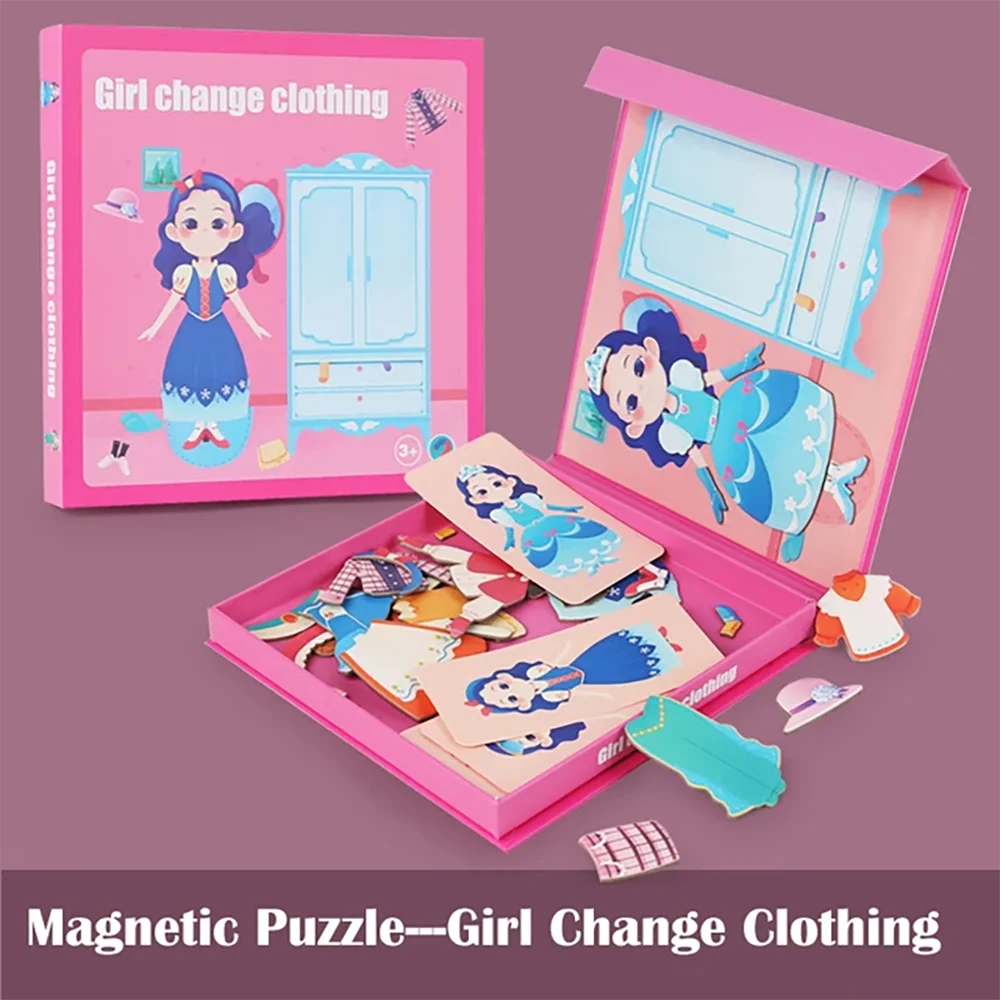 Magnetic Puzzle Boy Face Dress Up Game Book Shaped S.T.E.M. Montessori Toys Learning Educational Gift for Ages 3+