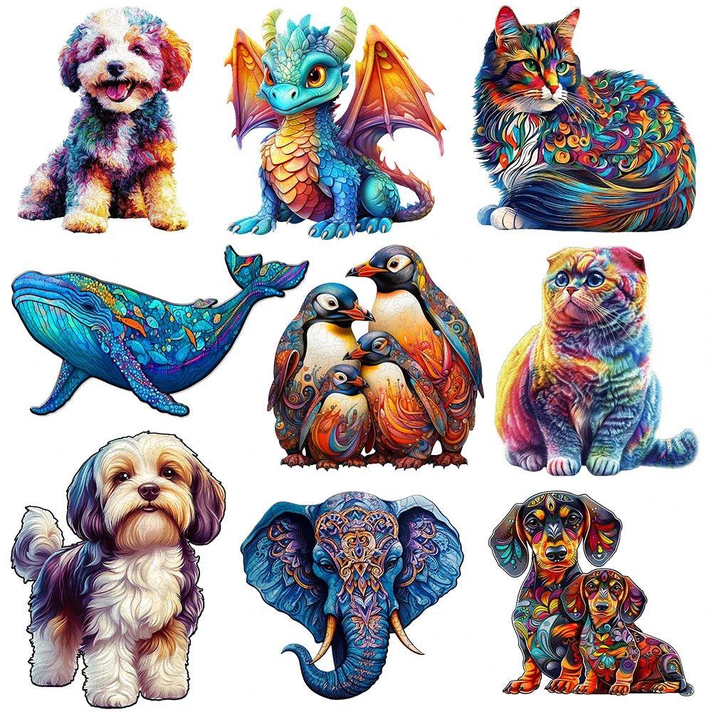 Adult advanced plywood puzzle, unique irregular animal shaped particles, suitable for home games and home decoration - ideal gif