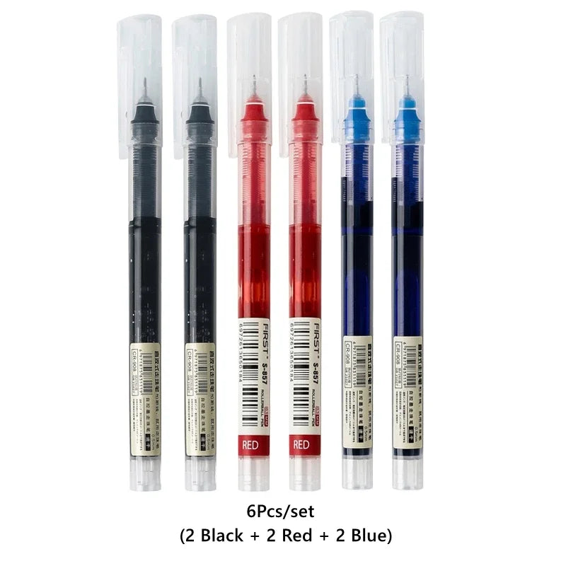 3/6/10Pcs Exam Signature Gel Pen 0.5mm Black Blue Ink School Office Student Ballpoint Straight Pens Writing Stationery School