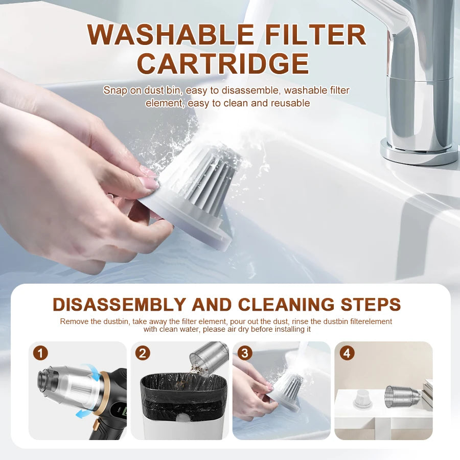 Cordless handheld vacuum cleaner, household appliance, sofa and desk cleaning, high-efficiency cleaner, carpet vacuum cleaner