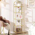 Tempered Glass Bookshelves, Slim Shelving Unit For Bedroom, Bathroom, Home Office, Steel Frame, 5 Tier Gold