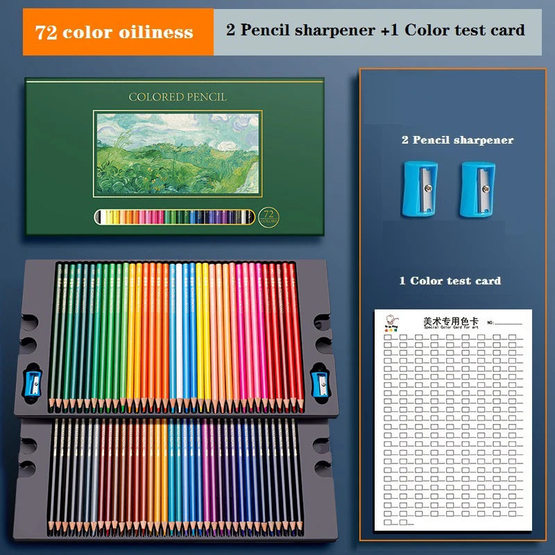 Drawing Colored Pencils Professional Set of 48/72/120/150/200, Water soluble/Oilbase Art Supplies for Coloring Blending Layering