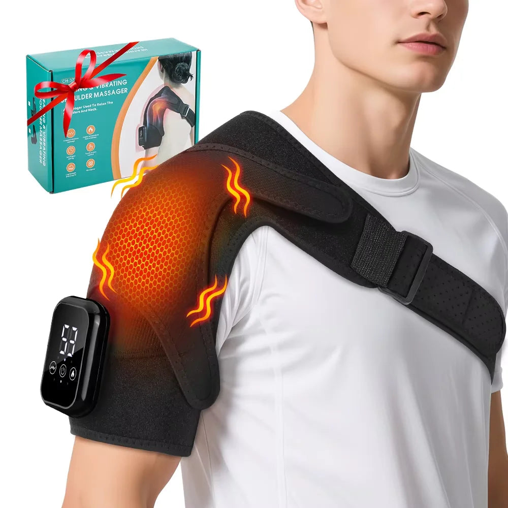 Ruza Online Cordless Heating Shoulder Massager Belt – Electric 3-Mode Vibration Shoulder Brace, Heated Shoulder Support Wrap, Arm Muscle Relaxation Therapy, Pain Relief & Recovery Support
