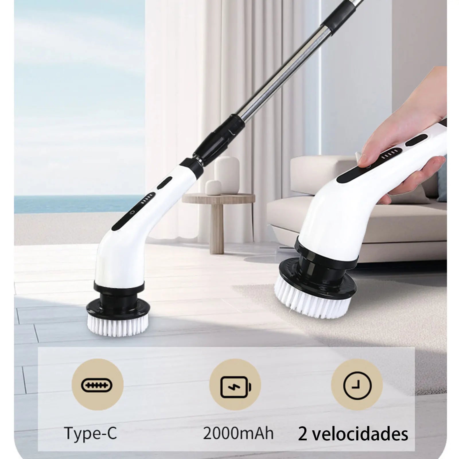 Electric cleaning brush 9 in 1 2000 mAh, Cleaning tool for Living Room, bathroom and kitchen