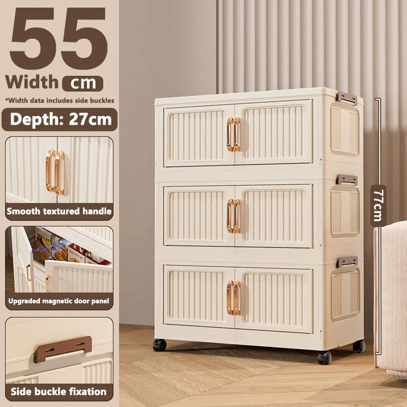 Thickened MultiFunctional Storage Cabinet with Double Doors for Home Living Room Multiple Layers Room Organizer for Miscellaneou