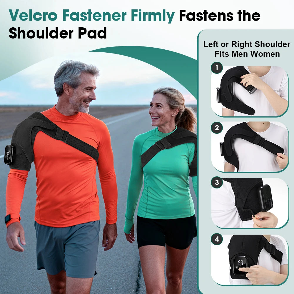 Ruza Online Cordless Heating Shoulder Massager Belt – Electric 3-Mode Vibration Shoulder Brace, Heated Shoulder Support Wrap, Arm Muscle Relaxation Therapy, Pain Relief & Recovery Support