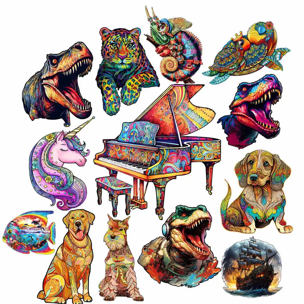 100-300PCS Dragon Puzzle Family Games Toys Birthday Gifts Wooden Puzzles Unique Wooden Animal Jigsaw Puzzles for Adults Kids