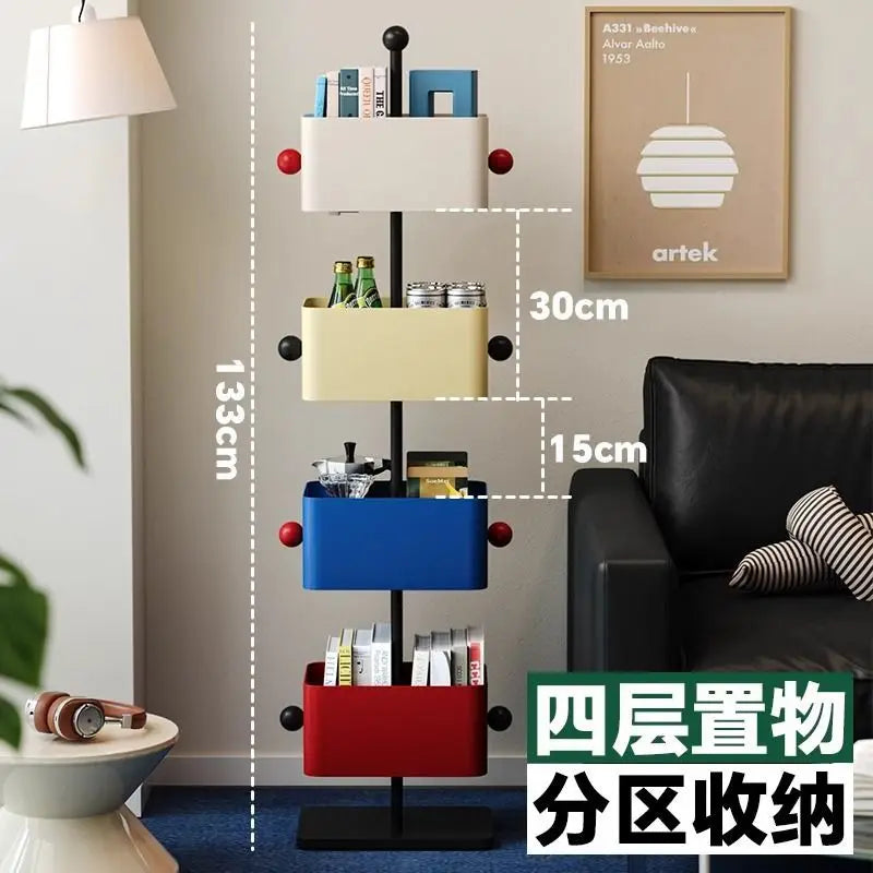 Multilayer Iron Storage Bookshelf Square Modular Display Rack Corner Storage Cabinet Invisible Organizer Shelf Home Office