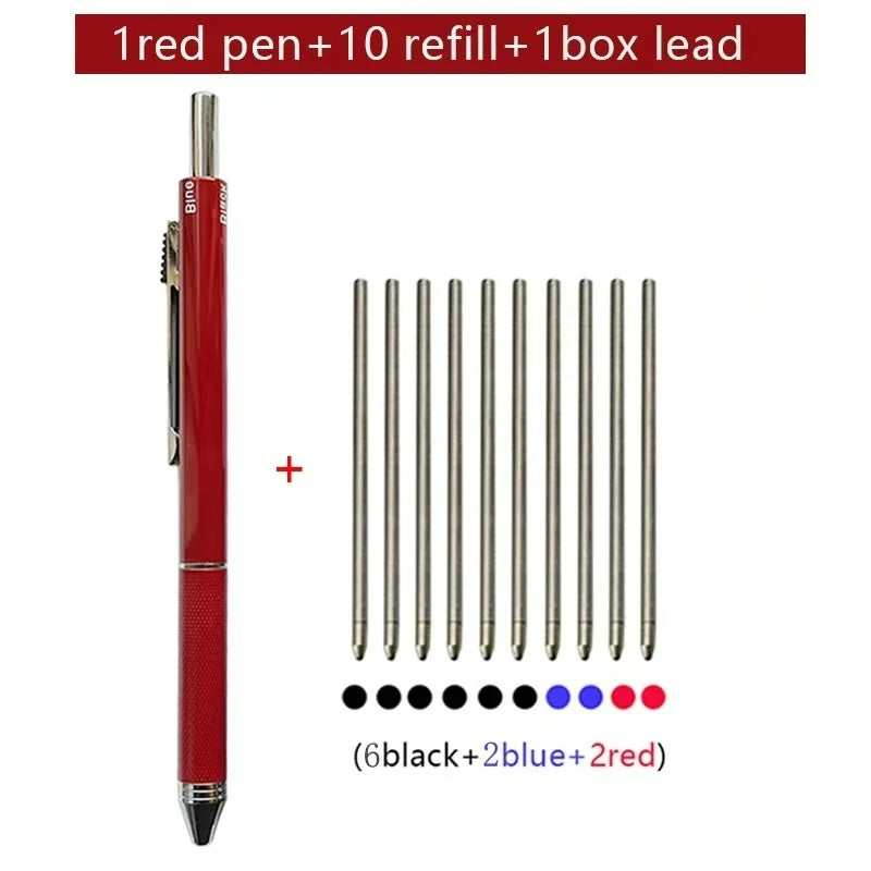 Metal Multicolor Pen 4 In 1 Gravity Sensor Ballpoint Pen 3 Colors Ball Pen and 1 Mechanical Pencil Office School Stationery Gfit