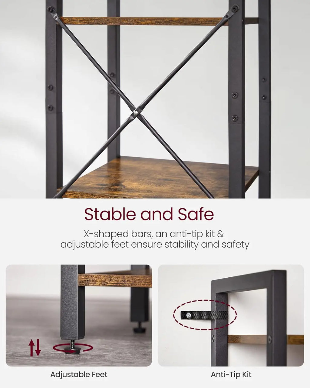6-Tier Bookshelf, Bookcase With Steel Frame, Book Shelf For Living Room, Home Office, Study, 11.8 X 15.7 X 73.2 Inches,