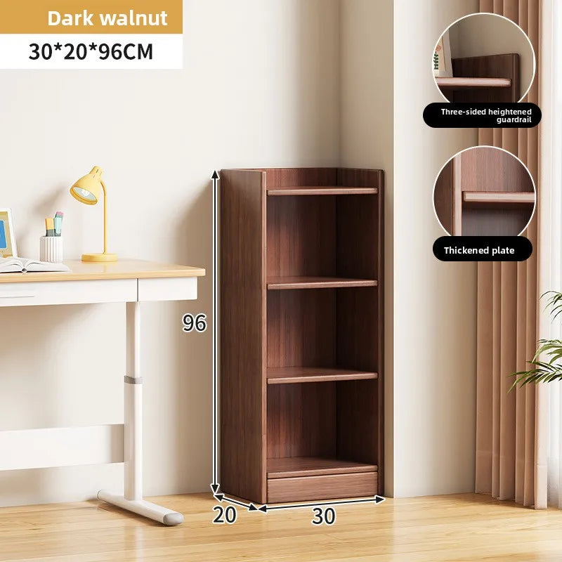 Narrow Bookshelf Modern Simple Small Floor-to-wall Multi-layer Storage Rack Corner Cabinet Narrow Locker