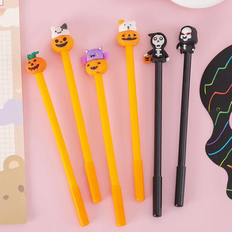 1-6-36 Pieces Stationery Cute Cartoon Halloween Pumpkin Cushaw Gel Pen Creative