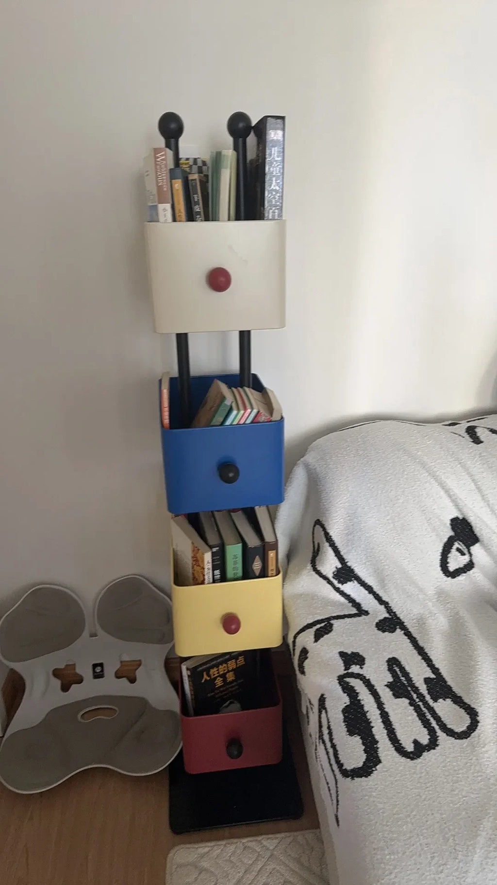 Multilayer Iron Storage Bookshelf Square Modular Display Rack Corner Storage Cabinet Invisible Organizer Shelf Home Office