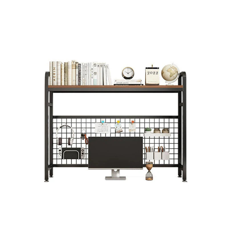 Bookcase With Grid Bookshelf Desktop Multi-layer Wrought Iron Shelf Student Computer Desk Hole Board Table Shelves