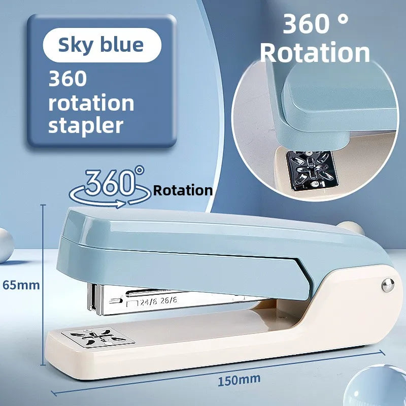1pc 360° Rotatable Stapler with Staple Remover, Heavy Duty Stapling Machine for Home Office, Large Capacity & Strong Clutch