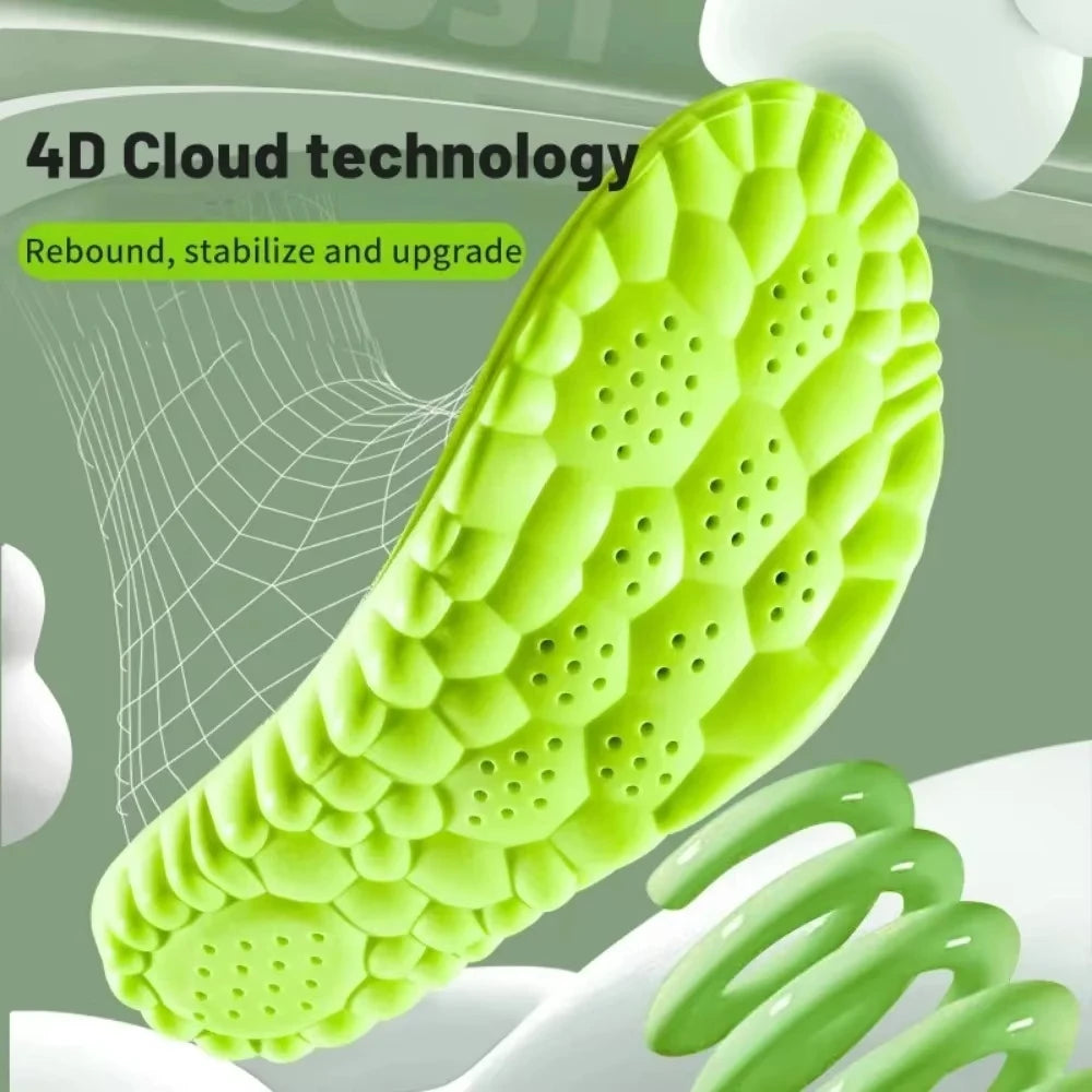 2026 4D Sport Insole Super Soft Shoes Sole Pads for Feet Shock Absorption Baskets Shoe Sole Arch Support Orthopedic Inserts