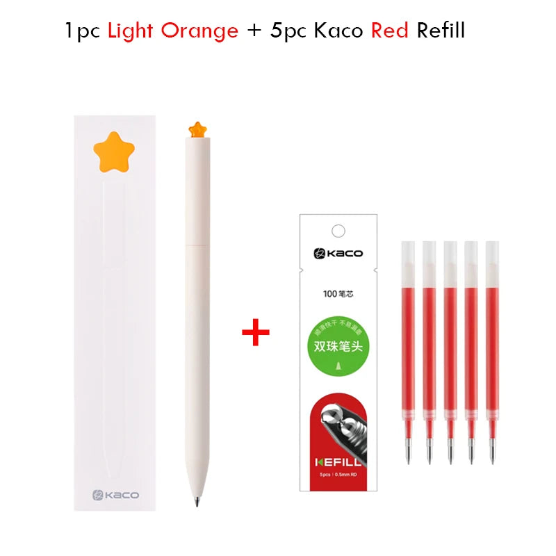 KACO Kawaii Rotate Gel Pen канцелярия 0.5MM Black Ink Fluent Writing Canetas High Capacity Boligrafo School Office Stationery