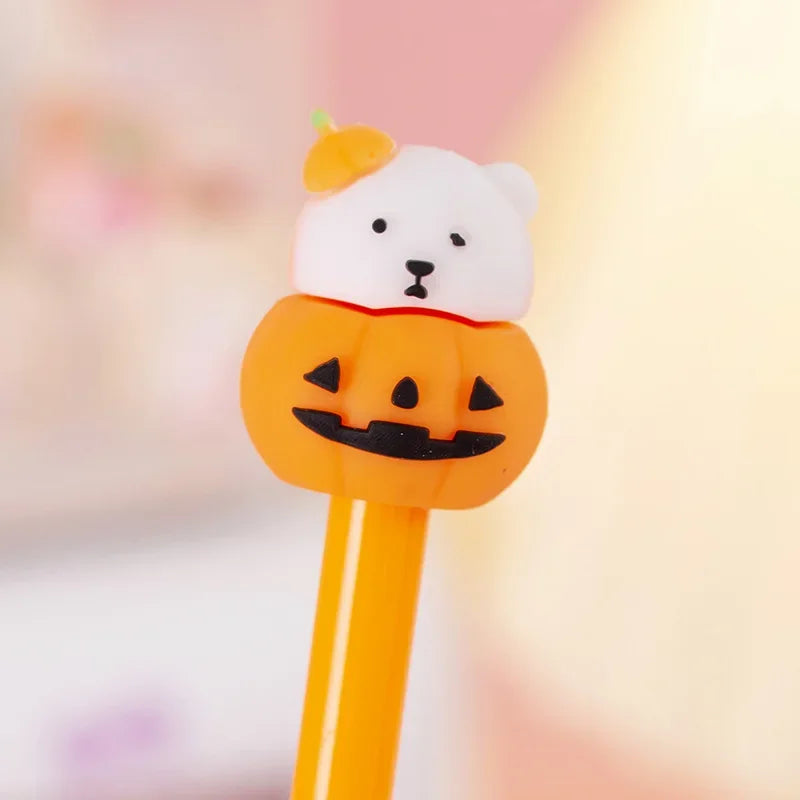 1-6-36 Pieces Stationery Cute Cartoon Halloween Pumpkin Cushaw Gel Pen Creative