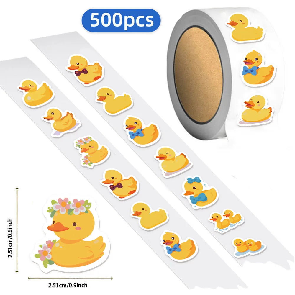 500PCS Ten Different Patterns of Yellow Duck Roll Stickers Graffiti Handbooks DIY Luggage Notebook Waterproof Stickers